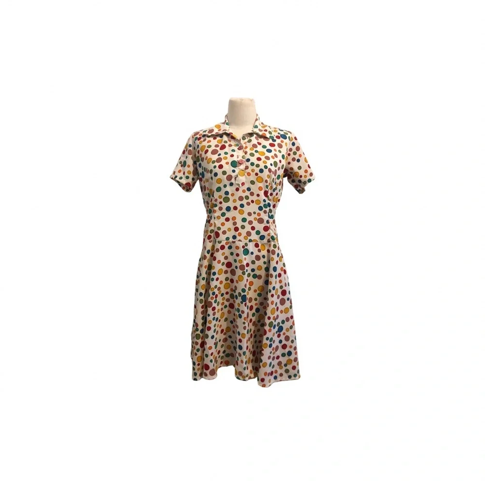 RAINBOW Polka dot Fit and Flare Dress - Picture 4 of 8